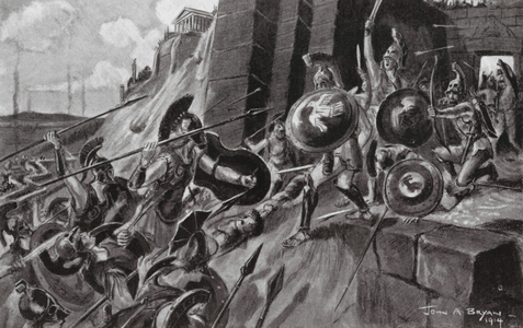 The Spartans capture Ithome (litho)