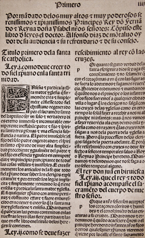 Ordenanzas Reales de Castilla; 1484 (Royal Ordinances of Castille)