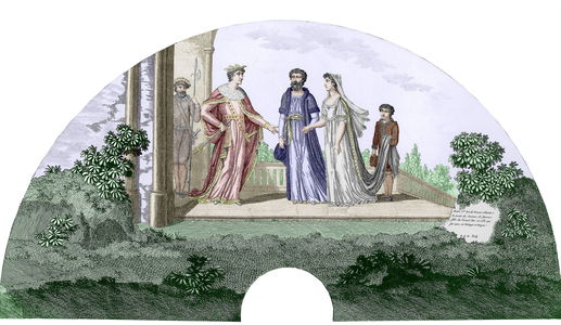 Wedding of French king henri 1st and Anne de Kiev in 1051, engraving colourized document