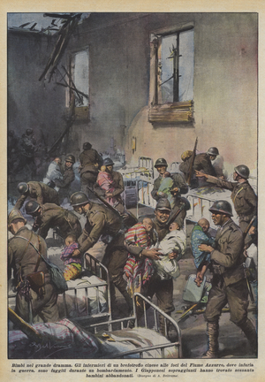 Children in the big drama (colour litho)