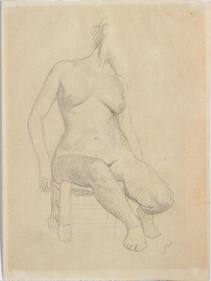 Seated nude (pencil on paper) (pair to 714787)