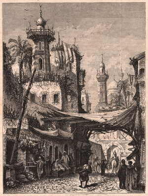 View of a street in the old part of Cairo, Egypt (engraving)