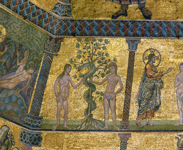 Adam, Eve, and the snake (mosaic)