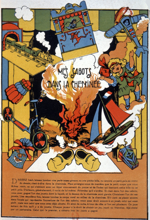 Clogs in the fireplace, 1930 (illustration)