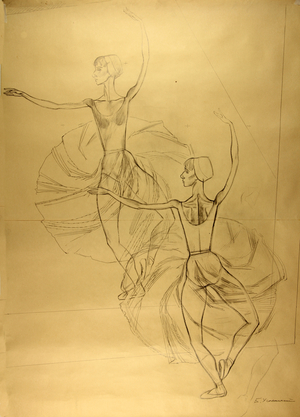 Prima Ballerina Natalia Bessmertnova, 1972 (pencil on paper)
