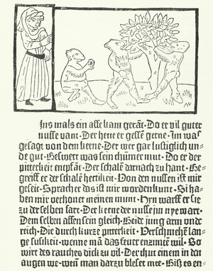 A scene from the book 'Der Edelstein' (The Jewel), by Ulrich Boner (engraving)