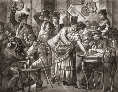 Viennese coffee house life, 1875.