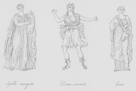 Apollo musagetes, Diana succincla, Ceres (engraving)