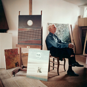 Max Ernst in his studio in Paris, c.1955 (photo)