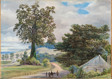 Fig-tree village, and its big godfather, Illawarra, 1880 (oil on board)