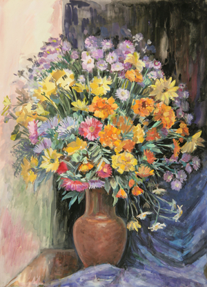 Flowers in Vase, 1978 (tempera on paper)