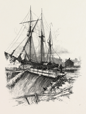 A Waste Weir, Canada, Nineteenth Century Engraving