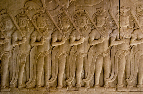 Cambodia: Asuras (sinful deities) stand in attendance at the Churning of the Ocean of Milk (Sea of Milk), South Wing, East Gallery, Angkor Wat