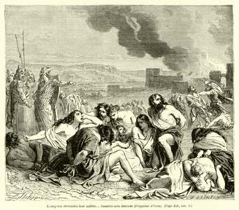 L'Assyrien deviendra leur maitre, Samarie sera detruite, Prophetie d'Osee (engraving)
