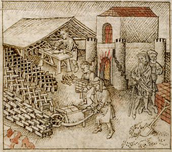 Book of Exodus. Israelites making bricks. Produced for a member of the Van Lockhorst family, of the province of Utrecht