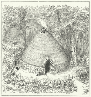 Ancient Pelasgian hut (engraving)