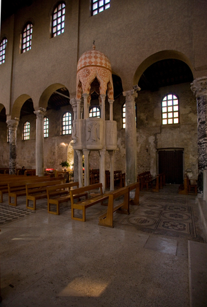 View of the pulpit, Basilica of Sant'Eufemia, Grado, Friuli, Italy (photo)