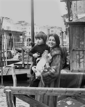Ballerina Carla Fracci Italy With Son In Venice, Easter Egg, Italy, 1973 (photo)