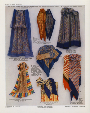 Liberty's Gifts: Scarves and Gloves (coloured photo)