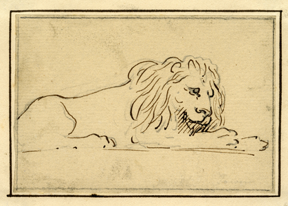 Pencil drawing of a lion from the Menagerie in the Tower of London, early 19th century (drawing)