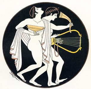 Two drunk musicians, Illustration from Notor's Lysistrata,  1898 (litho)