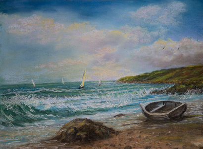 View from Lands End Cornwall (pastel)