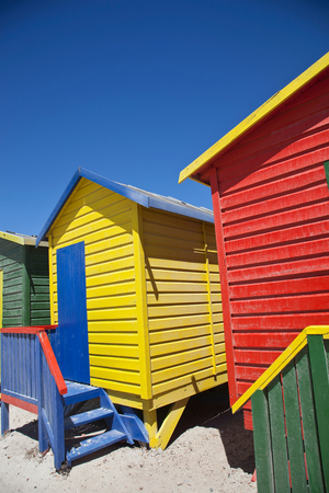 South Africa, Cape Town, Row of Colorful Huts, Muizenberg (photo)