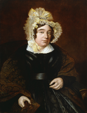 Portrait of Mrs. Edward Cross, seated half-length in a Dark Satin Dress with a Paisley Shawl,  (oil on canvas)