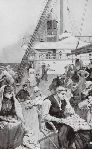 Amusements on Board an Emigrant Ship (litho)