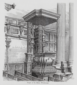 Pulpit of St Mary, Woolnough (litho)
