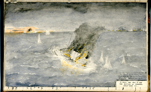 The Battle of Coronel (watercolour on paper)