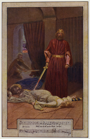 He is Surprised by Assassins (colour litho)