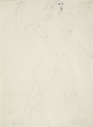 Large male nude, 1913 (circa) (drawing)