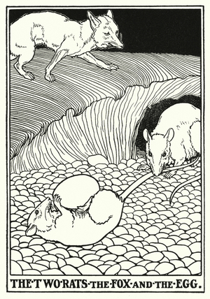 Fables of La Fontaine: The two rats, the fox and the egg (litho)