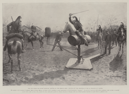 The New Horse for Sword Exercise, adopted by the French Army, Practice by the Troopers of the 3rd Dragons at Nantes (litho)