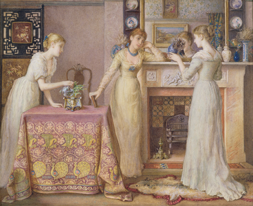 Three Sisters, an Arts & Crafts Aesthetic Interior, 1877 (w/c on paper)