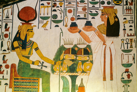 Tomb of Nefertari; Nefertari offers wine to a group of dieties; Egypt, Valley of the…, 1995 (photo)