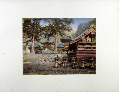 View of 2nd courtyard, Nikko, 19th century (hand-coloured b/w photo)