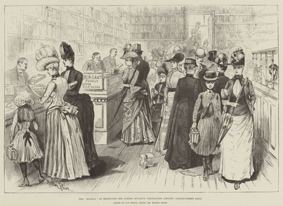 The "Mudie's" of Melbourne, Mr Samuel Mullen's Circulating Library, Collins-Street East (engraving)