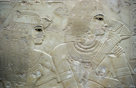 Ancient Egypt, Painting/Carving, Ramose and his wife, Governor of Thebes, Valley of the Nobles, Tomb of Ramose, 1411-1376 BC (photo)