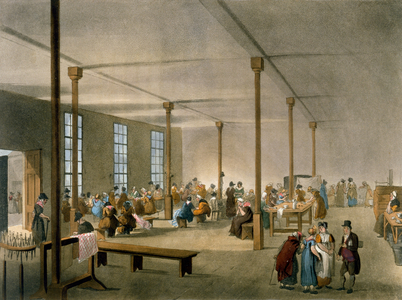The Workhouse, St James, Parish, London from Ackermann's 'Repository of Arts', 1809 (hand-coloured aquatint)