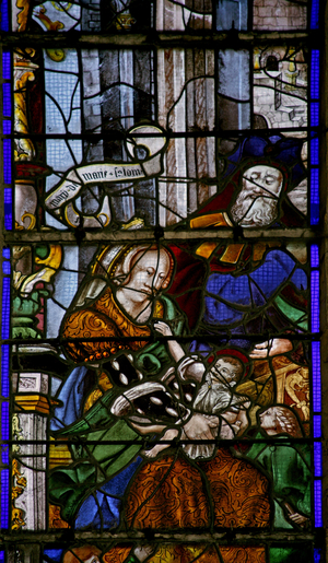 Window w6 depicting Mary Salome and her family (stained glass)