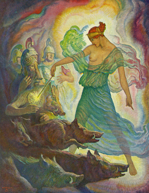 Circe and he swine, 1929 (litho)