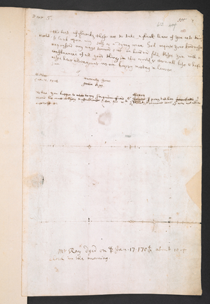John Ray’s last letter to Hans Sloane, written on 7 January 1705 (MS 4039, f. 412) (pen & ink on paper)