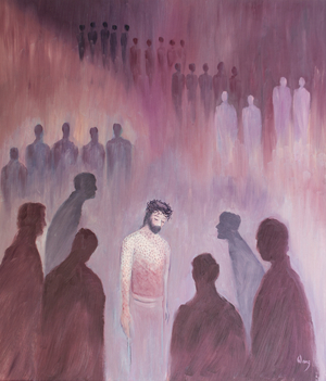 If our hearts are bitter and resentful, when Christ comes to us in Holy Communion, he feels as He did in His Holy Passion, 2002 (oil on board)