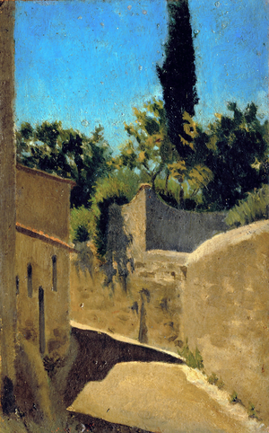 Road with sun effect. Surroundings of Florence, c.1861-62 (oil on cardboard)