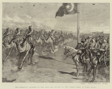 The Khedive's Journey up the Nile, the Review of the Camel Corps at Wady Halfa (engraving)