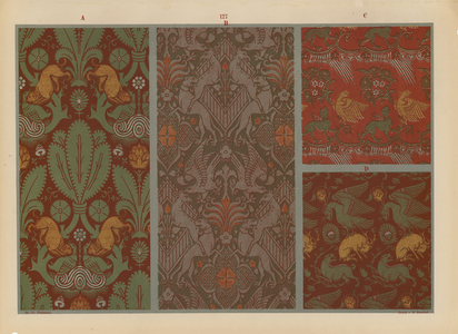 Page from Ornamente de Gewebe, 1874 – textile designs (colour litho)