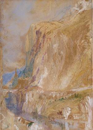 A Valley in the Alps, c.1843 (pencil, watercolour, pen & brown ink heightened with bodycolour on paper)