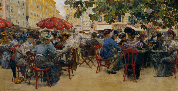 Cafe Tomaselli in Salzburg, 1905 (oil on panel)